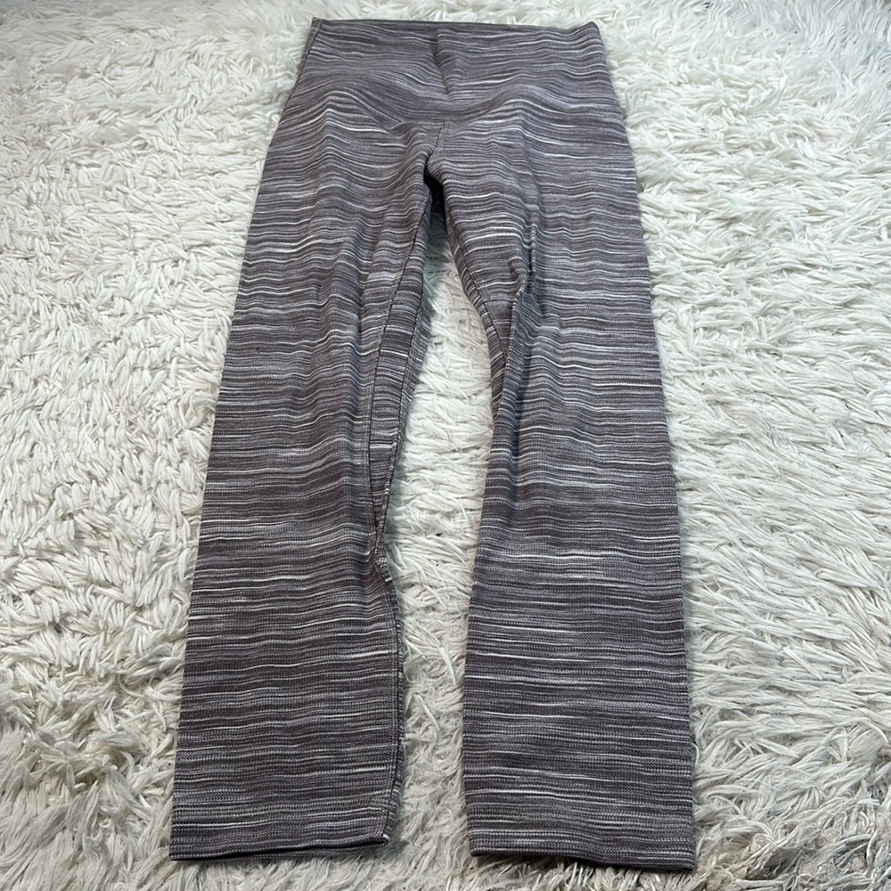 Lululemon Align Crop *21" Mini Space Dye Herringbone Jacquard Heathered Black Ch